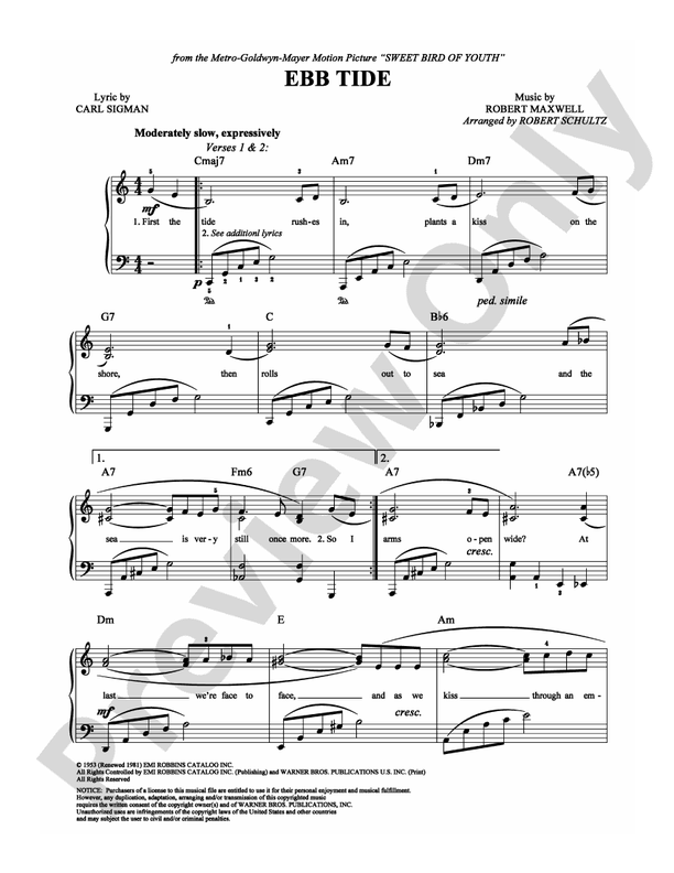 Ebb Tide - Arr. Robert Schultz - Easy Piano (Digital Download)