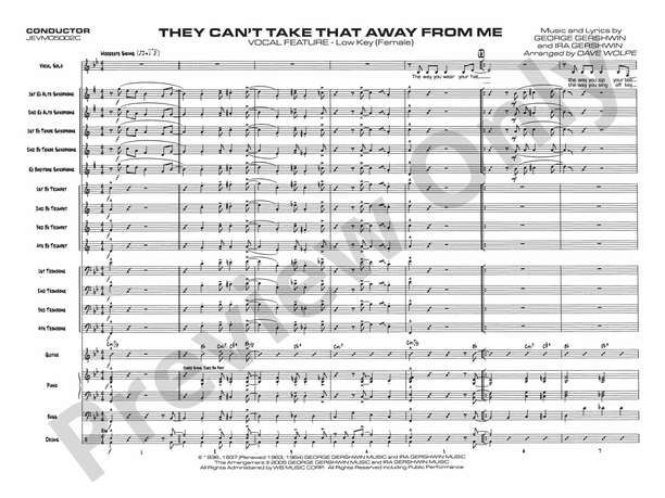 They Can't Take That Away from Me – Jazz Ensemble Conductor Score & Parts (Digital Download)