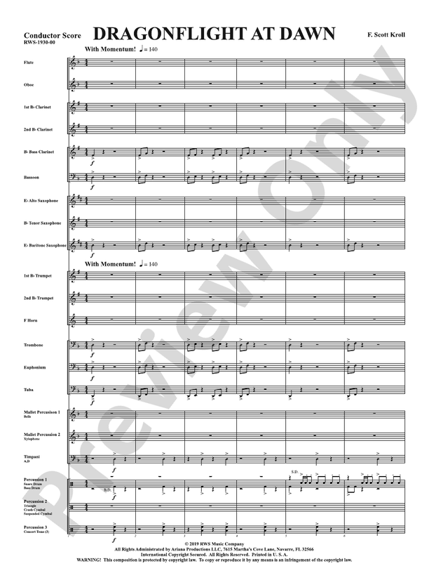 Dragonflight at Dawn - Concert Band Conductor Score & Parts (Digital Download)