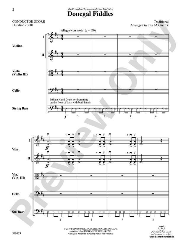 Donegal Fiddles – String Orchestra Conductor Score & Parts (Digital Download)