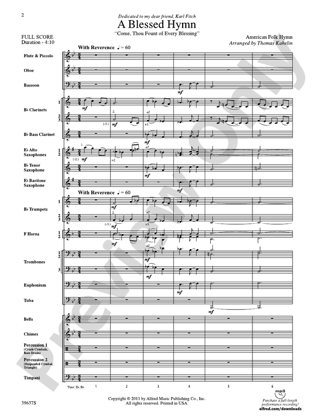 A Blessed Hymn - Concert Band Conductor Score & Parts (Digital Download)