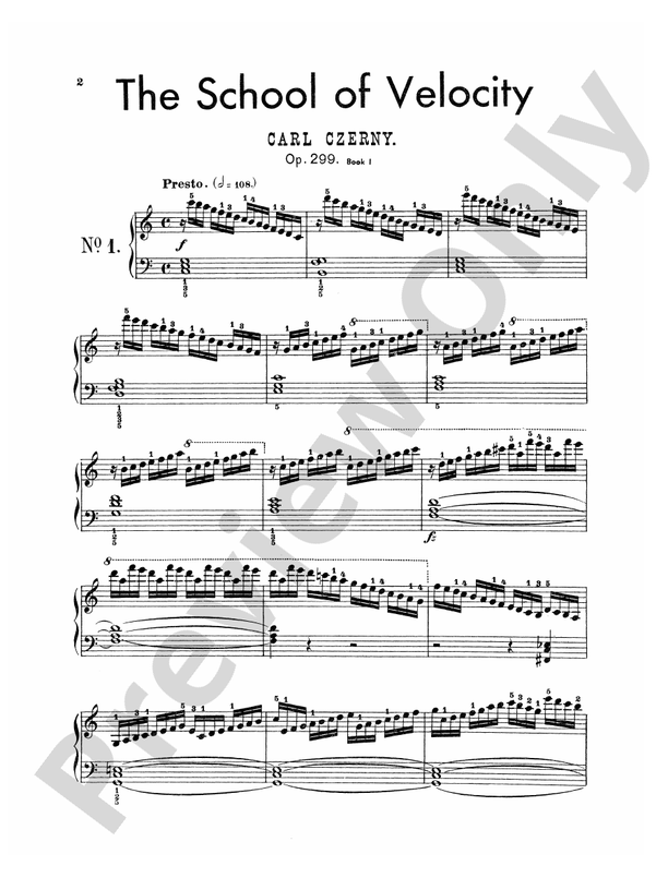 Czerny - School of Velocity, Op. 299 (Volume I) - Piano Solo (Digital Download)