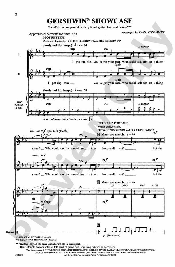 Gershwin Showcase – 2-Part Choral Octavo (Digital Download)