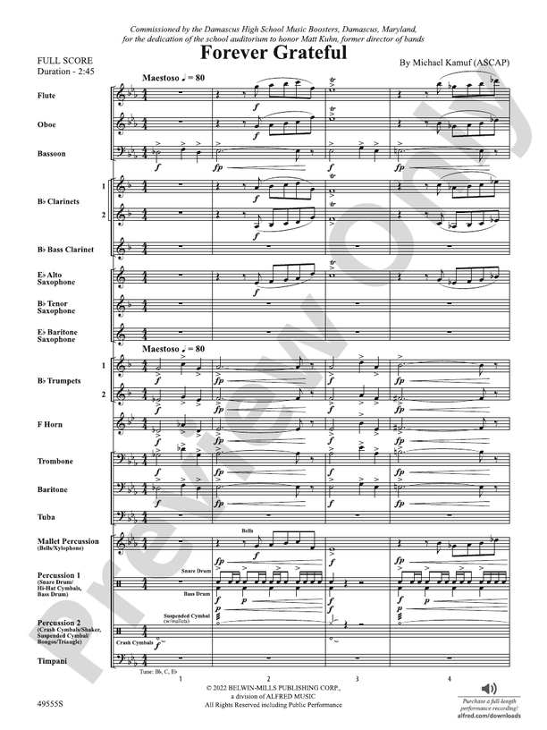 Forever Grateful - Concert Band Conductor Score & Parts (Digital Download)