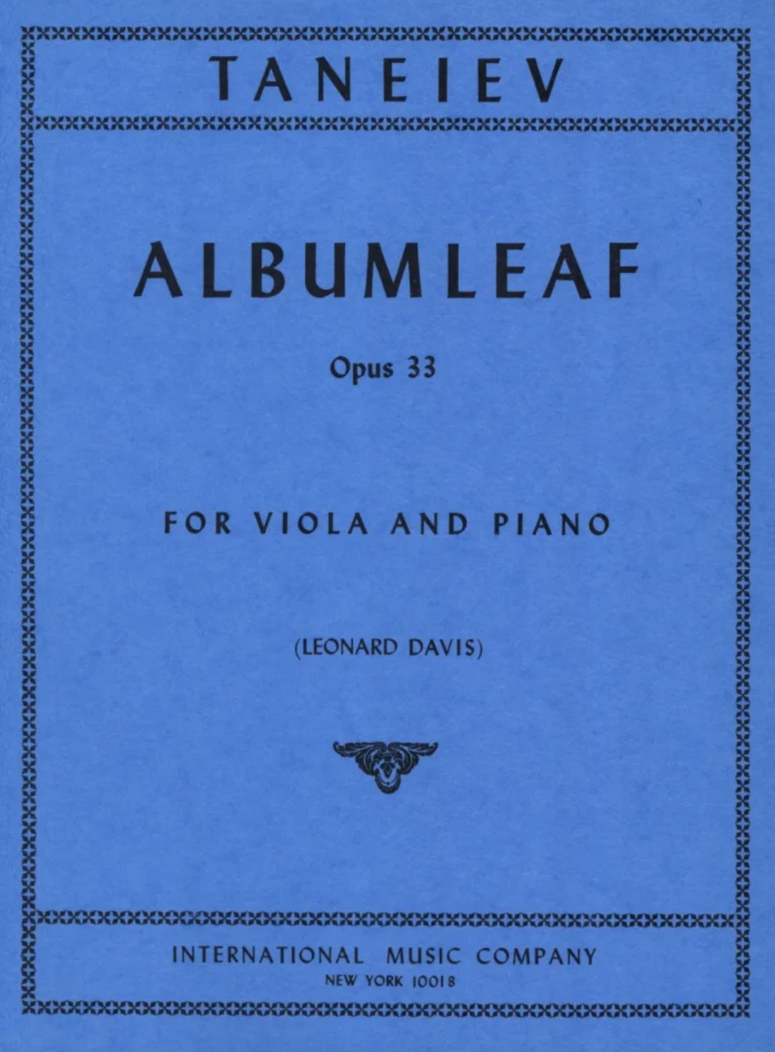 Albumleaf Op. 33 - for Viola and Piano - Sergei Taneyev - IMC0781