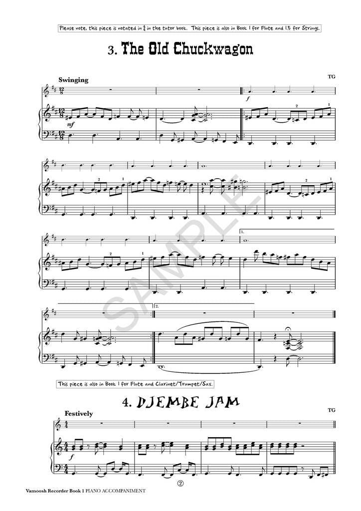 Vamoosh Recorder Book 1 - Piano Accompaniments by Gregory Vamoosh Music VAM54