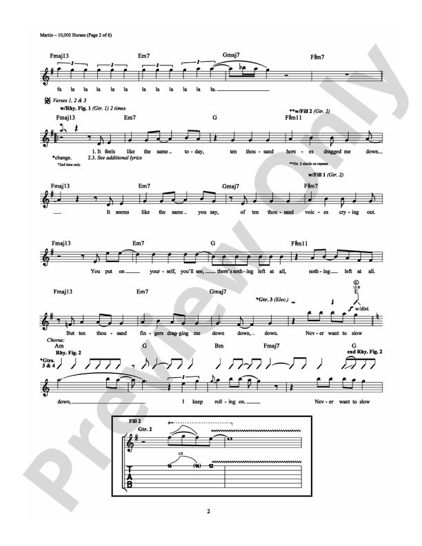 10,000 Horses - Guitar TAB (Digital Download)