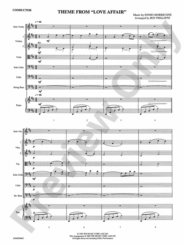 Love Affair, Theme from – String Orchestra Conductor Score & Parts (Digital Download)