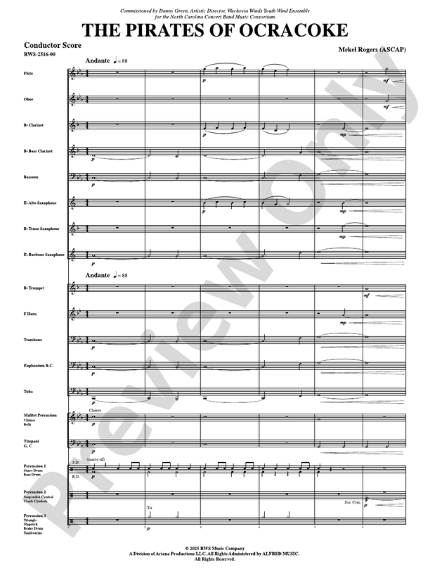 The Pirates Of Ocracoke - Concert Band Conductor Score & Parts(Digital Download)