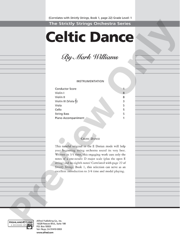 Celtic Dance – String Orchestra Conductor Score & Parts (Digital Download)