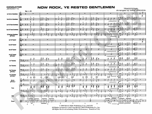 Now Rock, Ye Rested Gentlemen - Jazz Ensemble Conductor Score & Parts (Digital Download)