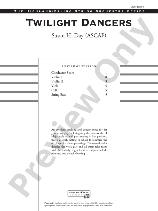 Twilight Dancers – String Orchestra Conductor Score & Parts (Digital Download)