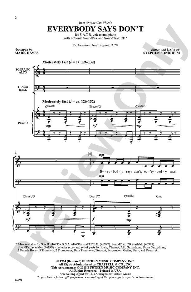 Everybody Says Don't – SATB Choral Octavo (Digital Download)
