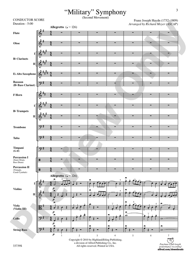 "Military" Symphony – Full Orchestra Conductor Score & Parts (Digital Download)