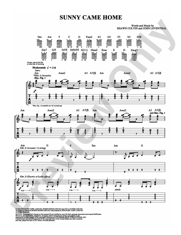 Sunny Came Home - Guitar TAB (Digital Download)