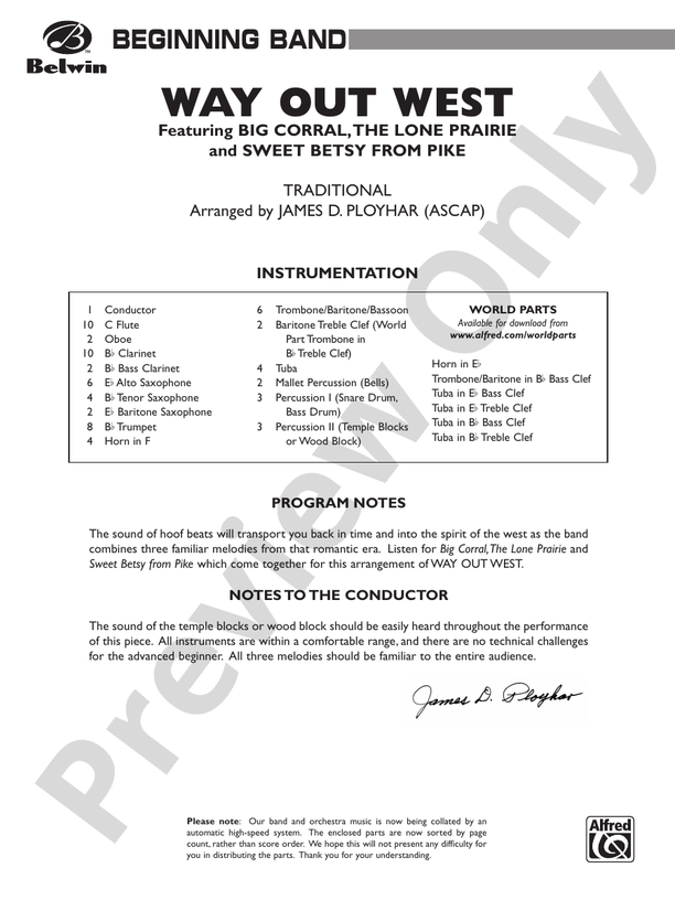Way Out West - Concert Band Conductor Score & Parts (Digital Download)