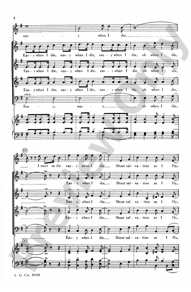 I Want to Die Easy – SATB Choral Octavo - Digital Sheet Music Download (Digital Download)