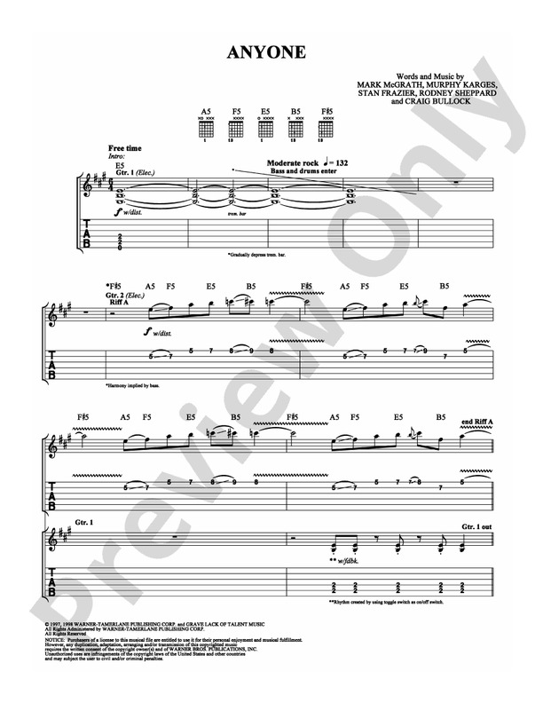 Anyone - Guitar TAB (Digital Download)