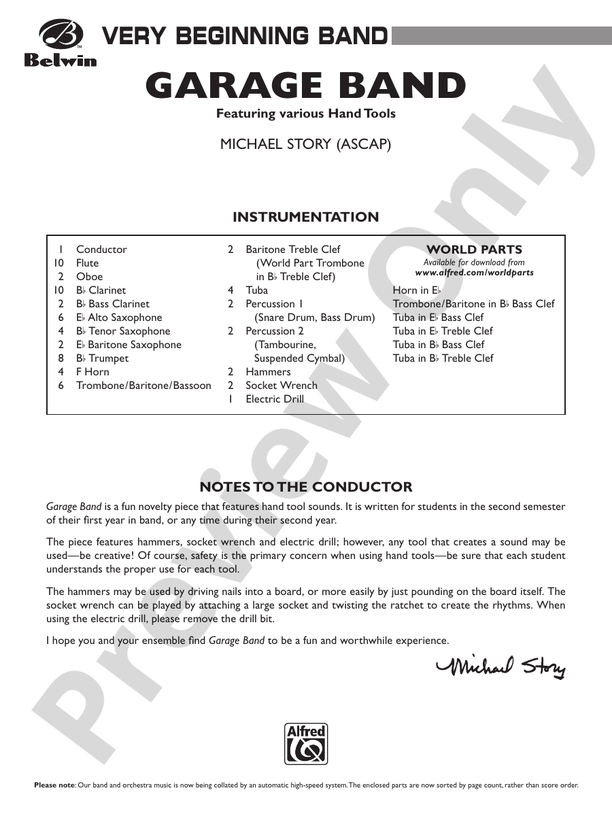 Garage Band - Concert Band Conductor Score & Parts (Digital Download)