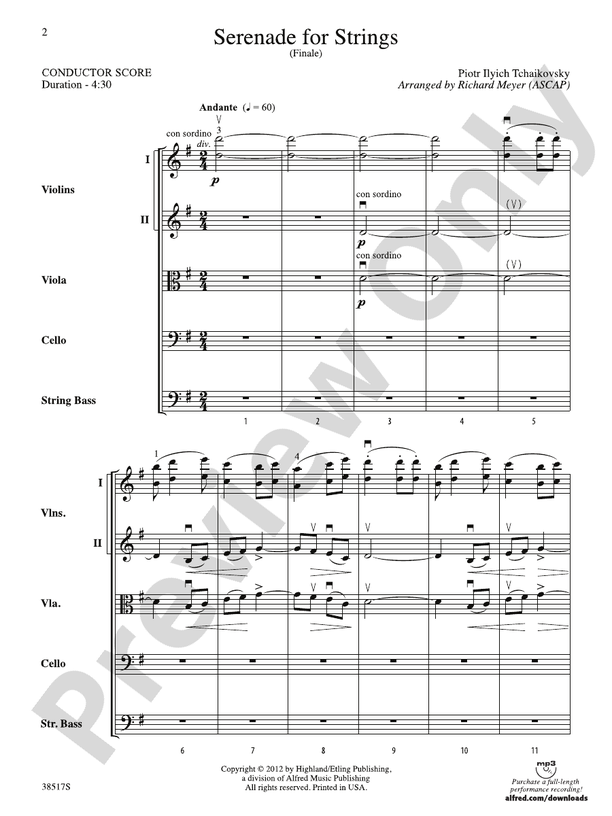 Serenade for Strings (Grade 3) – String Orchestra Conductor Score & Parts (Digital Download)