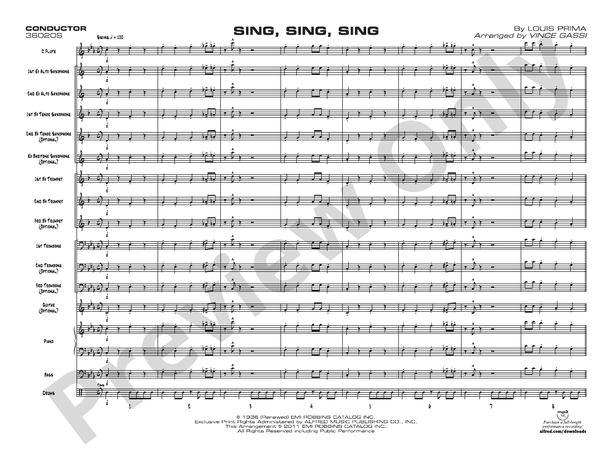 Sing, Sing, Sing (Grade 1) - Jazz Ensemble Conductor Score & Parts(Digital Download)