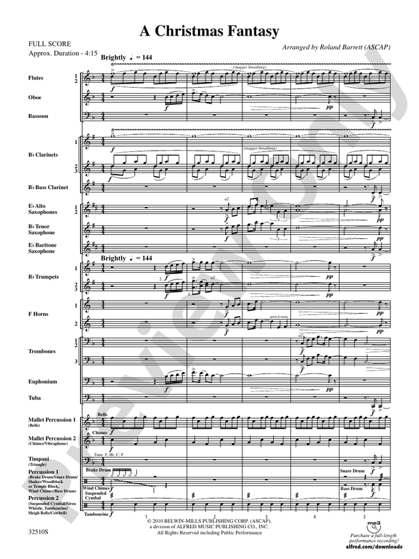 A Christmas Fantasy - Concert Band Conductor Score & Parts (Digital Download)