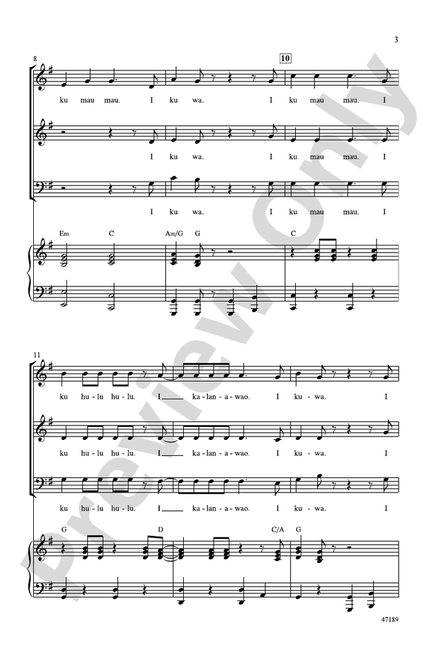 I Ku Mau Mau – 3-Part Mixed/SAB Choral Octavo (Digital Download)