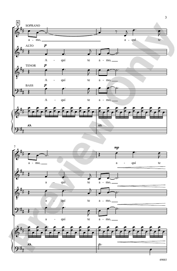 Aqui Te Amo - SATB Choral Octavo (Digital Download)