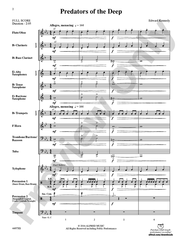 Predators of the Deep - Concert Band Conductor Score & Parts (Digital Download)