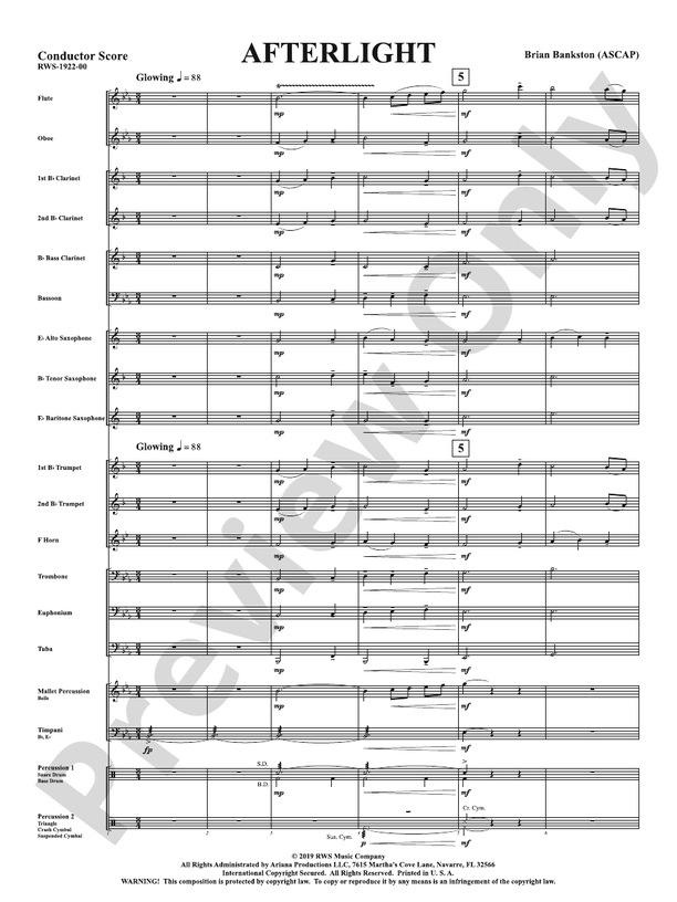 Afterlight - Concert Band Conductor Score & Parts (Digital Download)