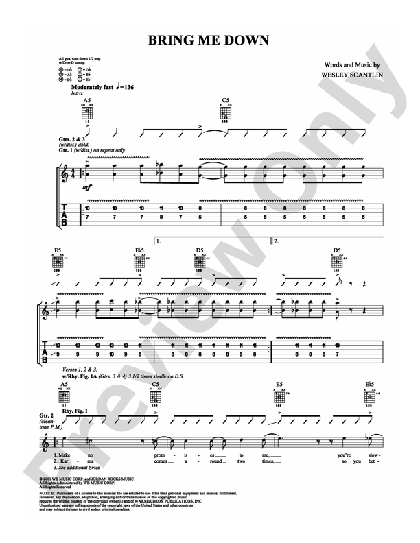 Bring Me Down - Guitar TAB (Digital Download)