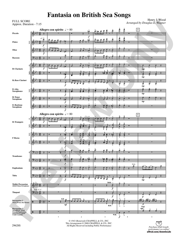 Fantasia on British Sea Songs - Concert Band Conductor Score & Parts (Digital Download)