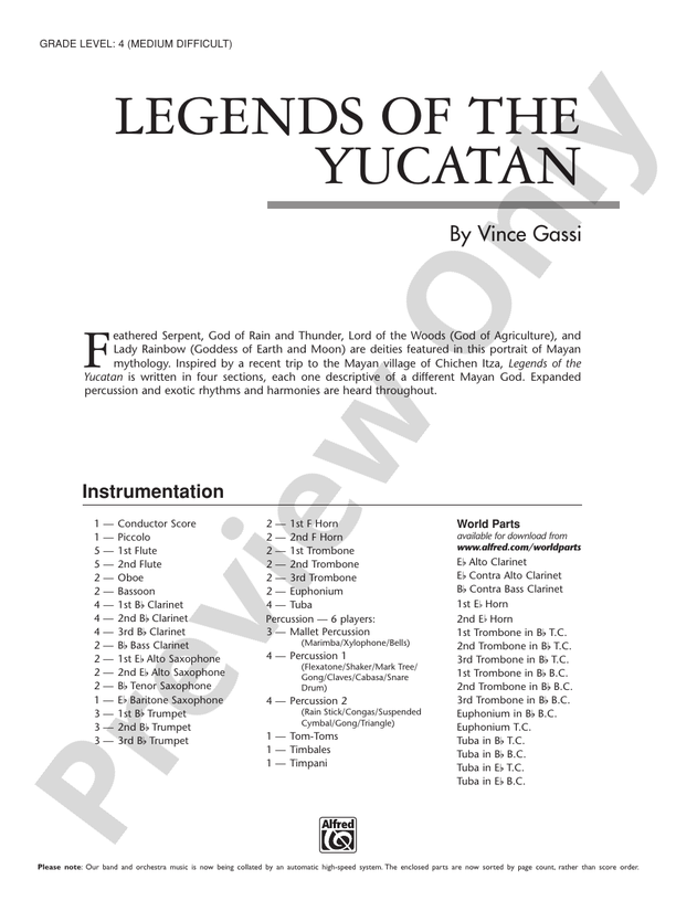 Legends of the Yucatan - Concert Band Conductor Score & Parts (Digital Download)
