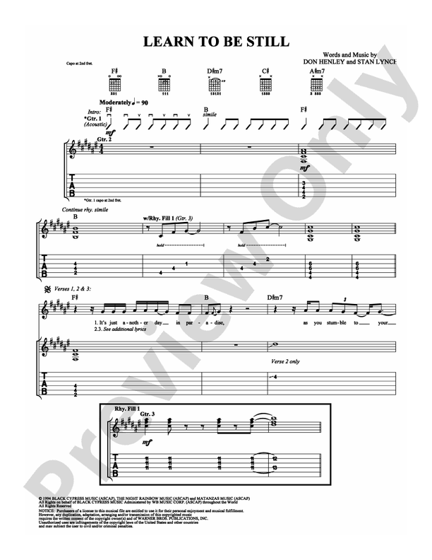 Learn To Be Still - Guitar TAB (Digital Download)