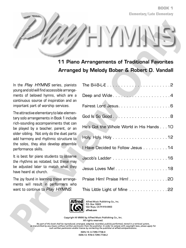 Play Hymns, Book 1: 11 Piano Arrangements of Traditional Favorites - Piano (Digital Download)