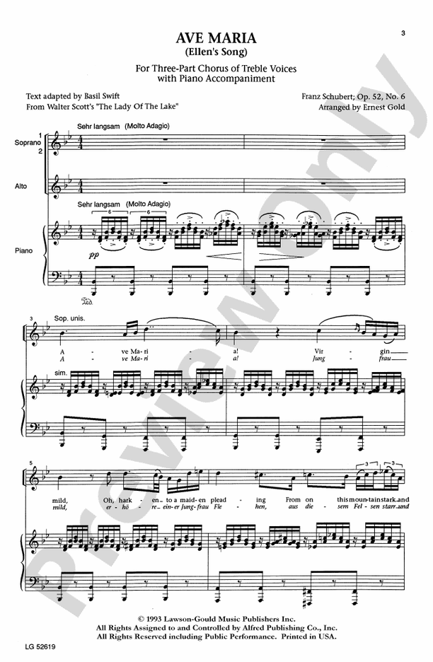 Ave Maria (Op. 52, No. 6) – SSA Choral Octavo (Digital Download)
