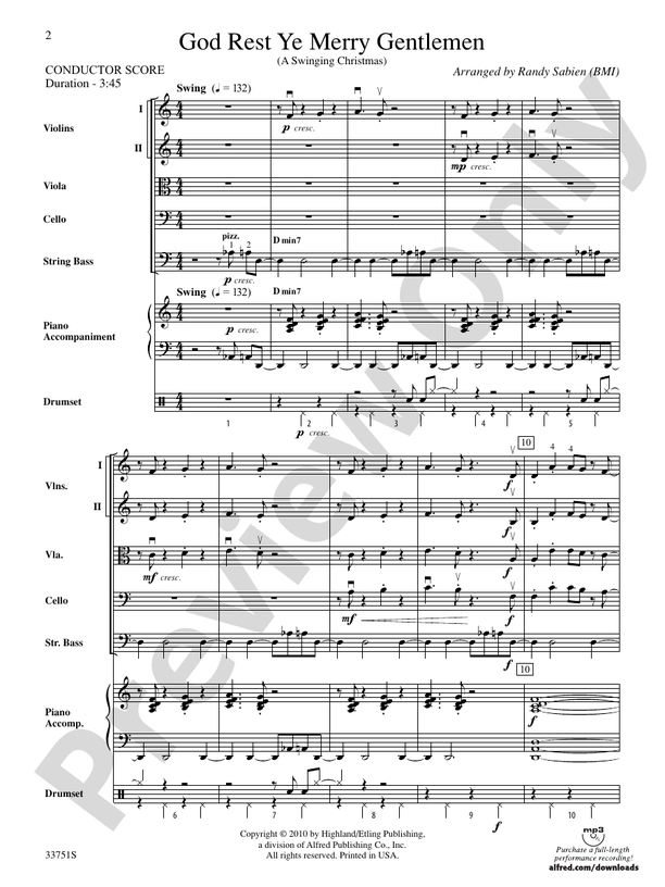 God Rest Ye Merry Gentlemen (Grade 3) – String Orchestra Conductor Score & Parts (Digital Download)