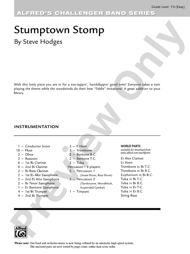 Stumptown Stomp - Concert Band Conductor Score & Parts (Digital Download)