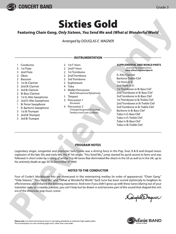 Sixties Gold - Concert Band Conductor Score & Parts (Digital Download)