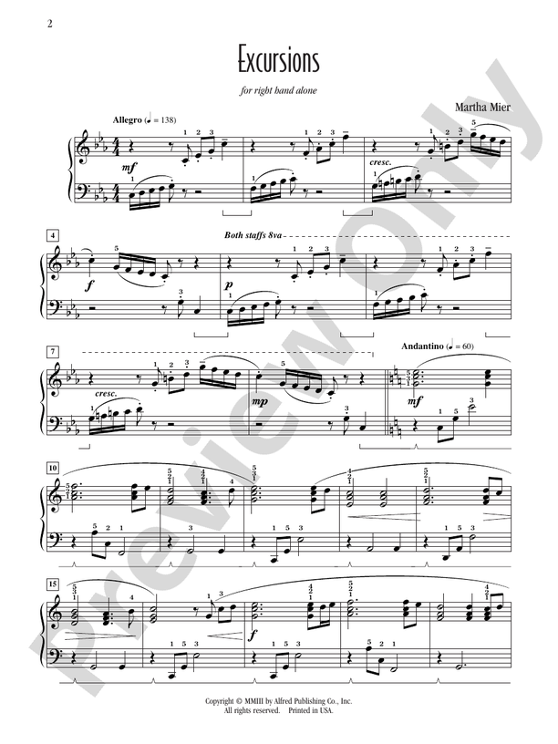 Excursions (for right hand alone) - Piano Solo (Digital Download)