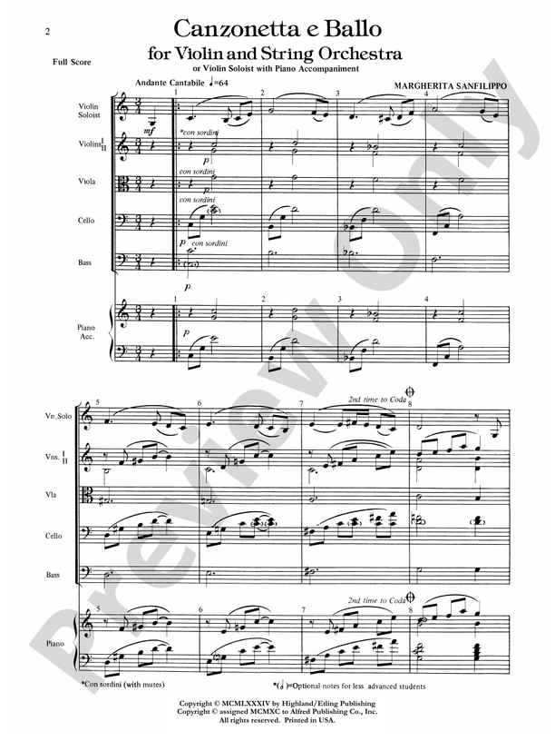 Canzonetta e Ballo (solo violin and string orchestra) – String Orchestra Conductor Score & Parts (Digital Download)