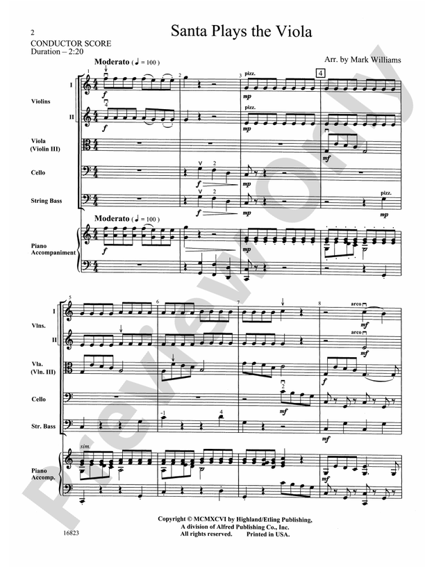 Santa Plays the Viola – String Orchestra Conductor Score & Parts (Digital Download)