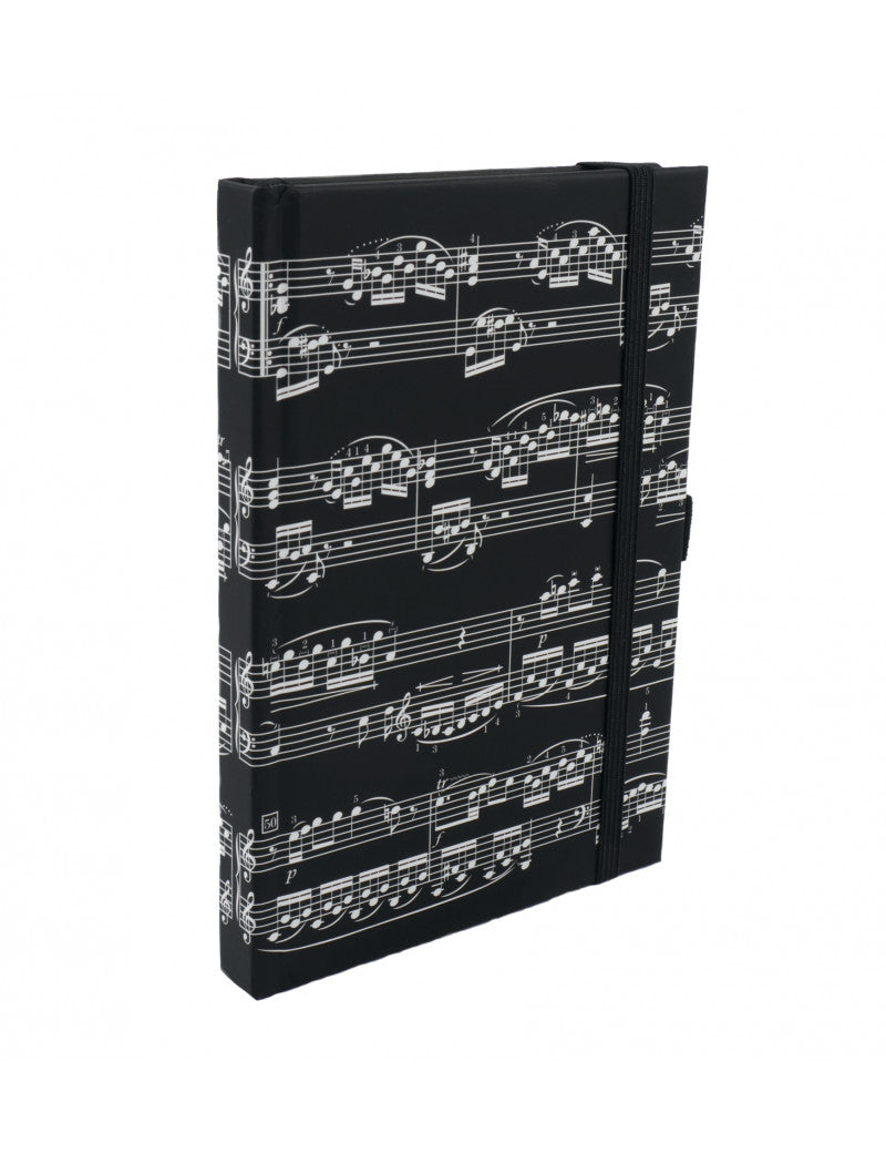 A6 Notebook Black with White Manuscript
