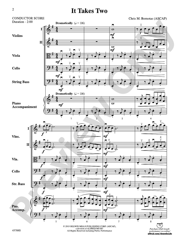 It Takes Two – String Orchestra Conductor Score & Parts (Digital Download)