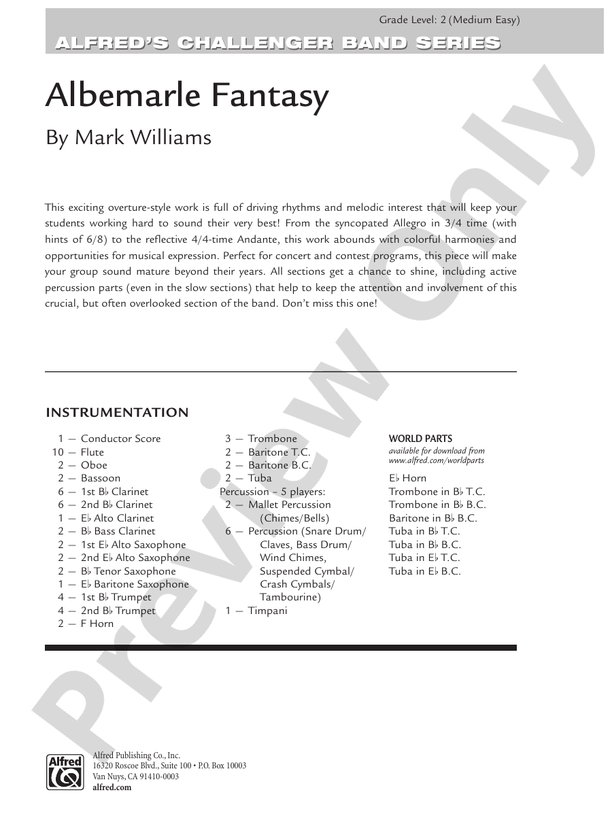 Albemarle Fantasy - Concert Band Conductor Score & Parts (Digital Download)