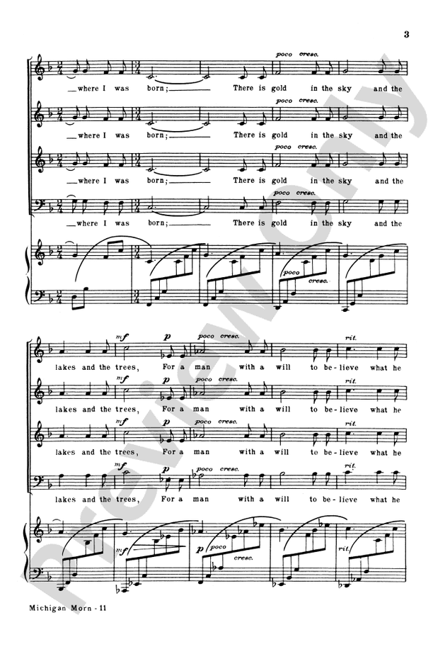 Michigan Morn – SATB Choral Octavo (Digital Download)