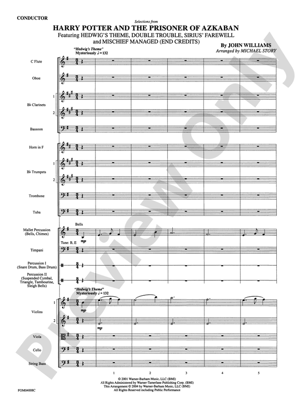 Harry Potter and the Prisoner of Azkaban – Full Orchestra Conductor Score & Parts (Digital Download)