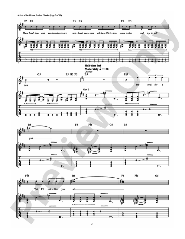Hard Lines, Sunken Cheeks - Guitar TAB (Digital Download)