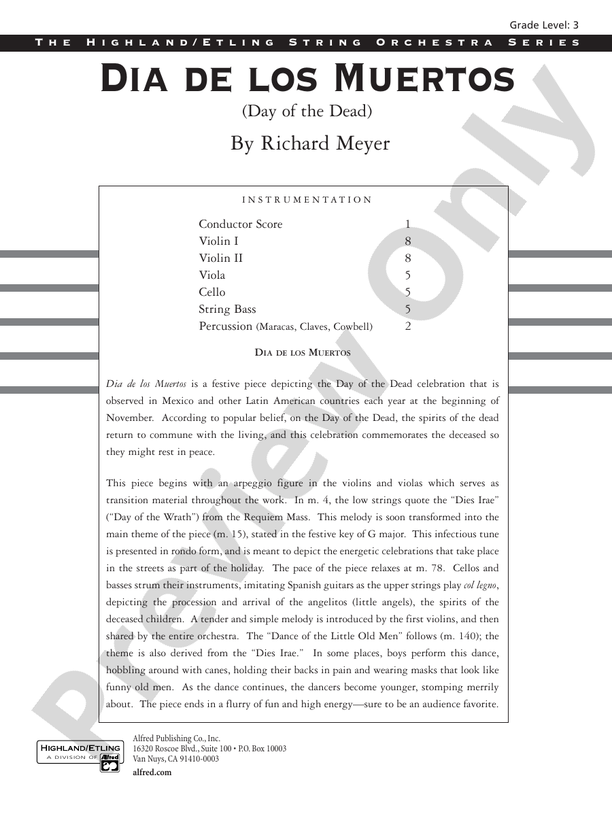 El dia de los Muertos – String Orchestra Conductor Score & Parts (Digital Download)