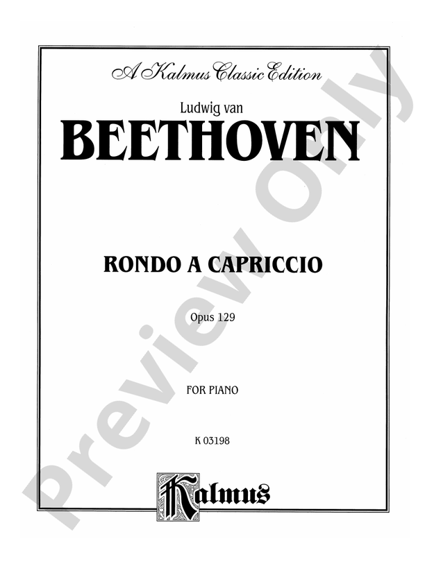 Beethoven - Rondo a Capriccio - Piano Solo (Digital Download)